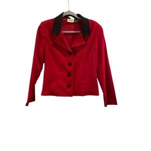Women's Size 8 Jacket Expressions Red Waist length w/ shoulder pads Light Weight